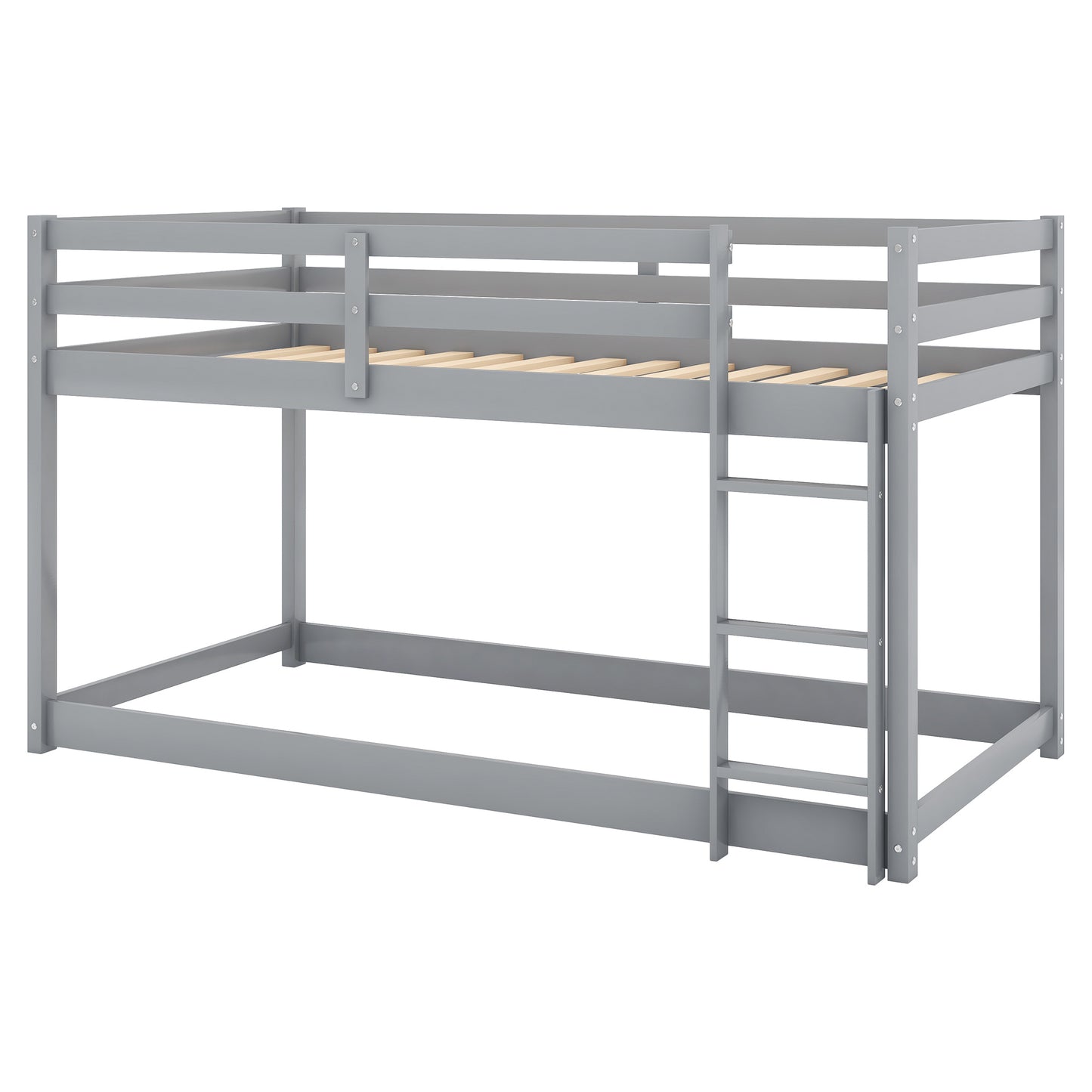 1 Twin over Twin Floor Bunk Bed with Ladder