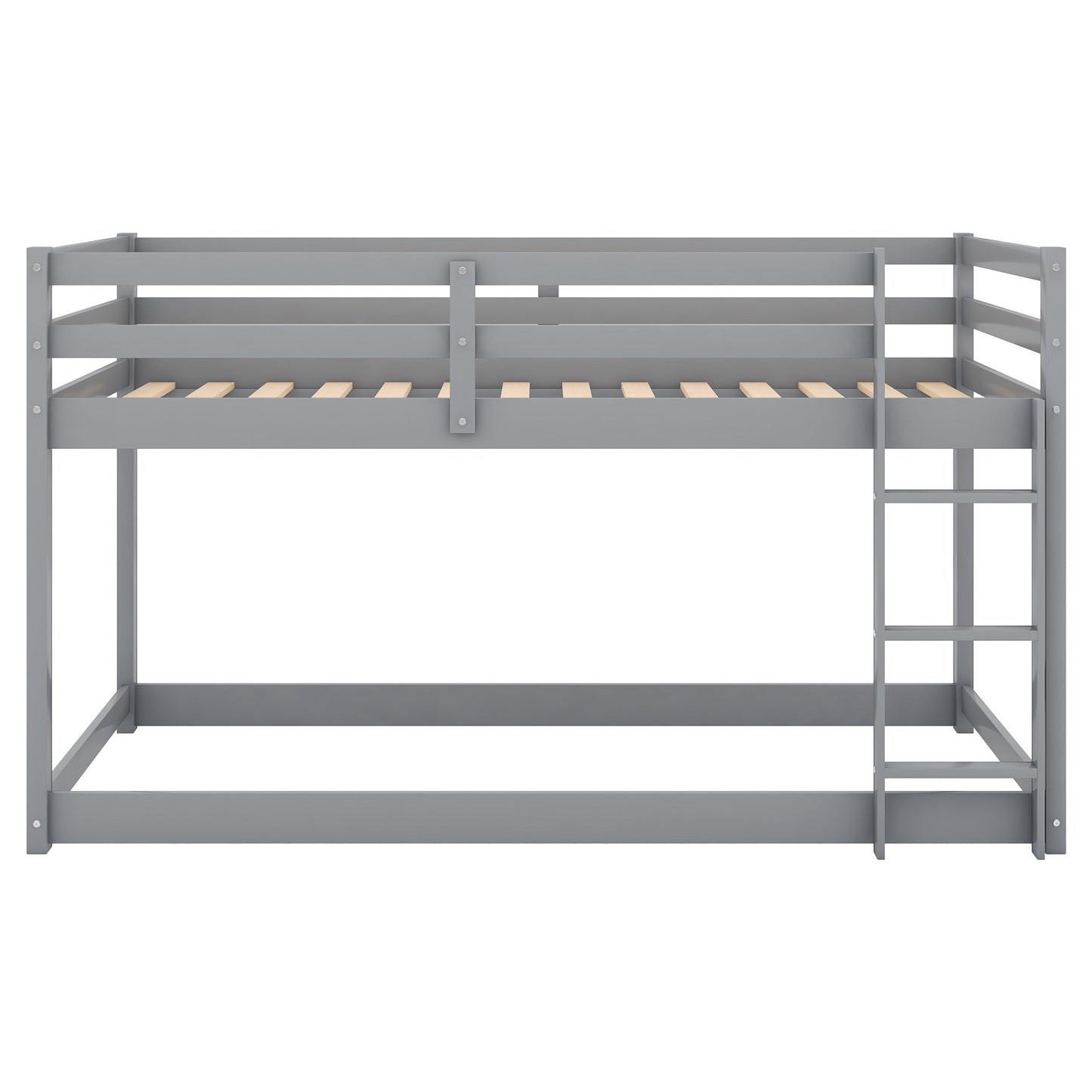 1 Twin over Twin Floor Bunk Bed with Ladder