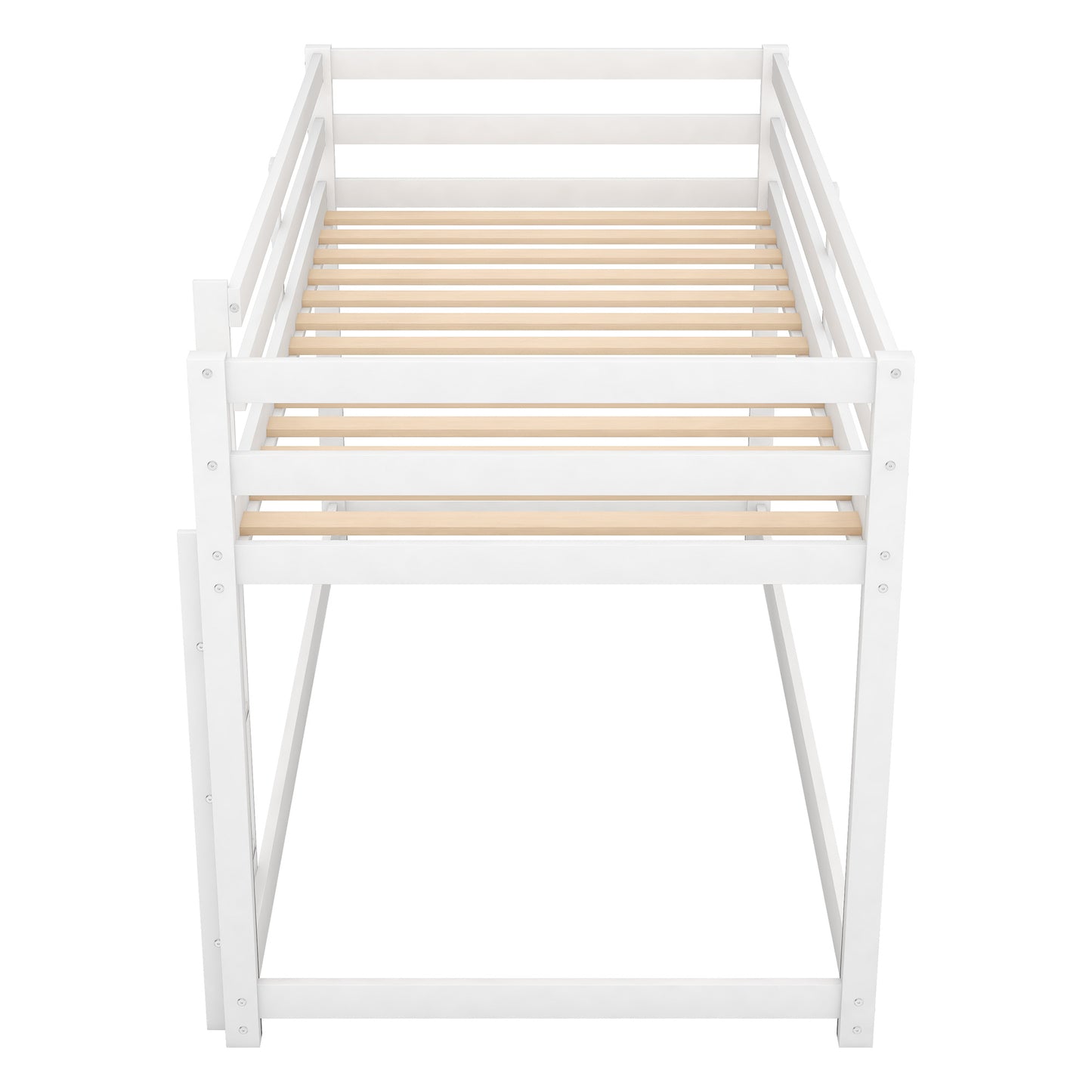 1 Twin over Twin Floor Bunk Bed with Ladder