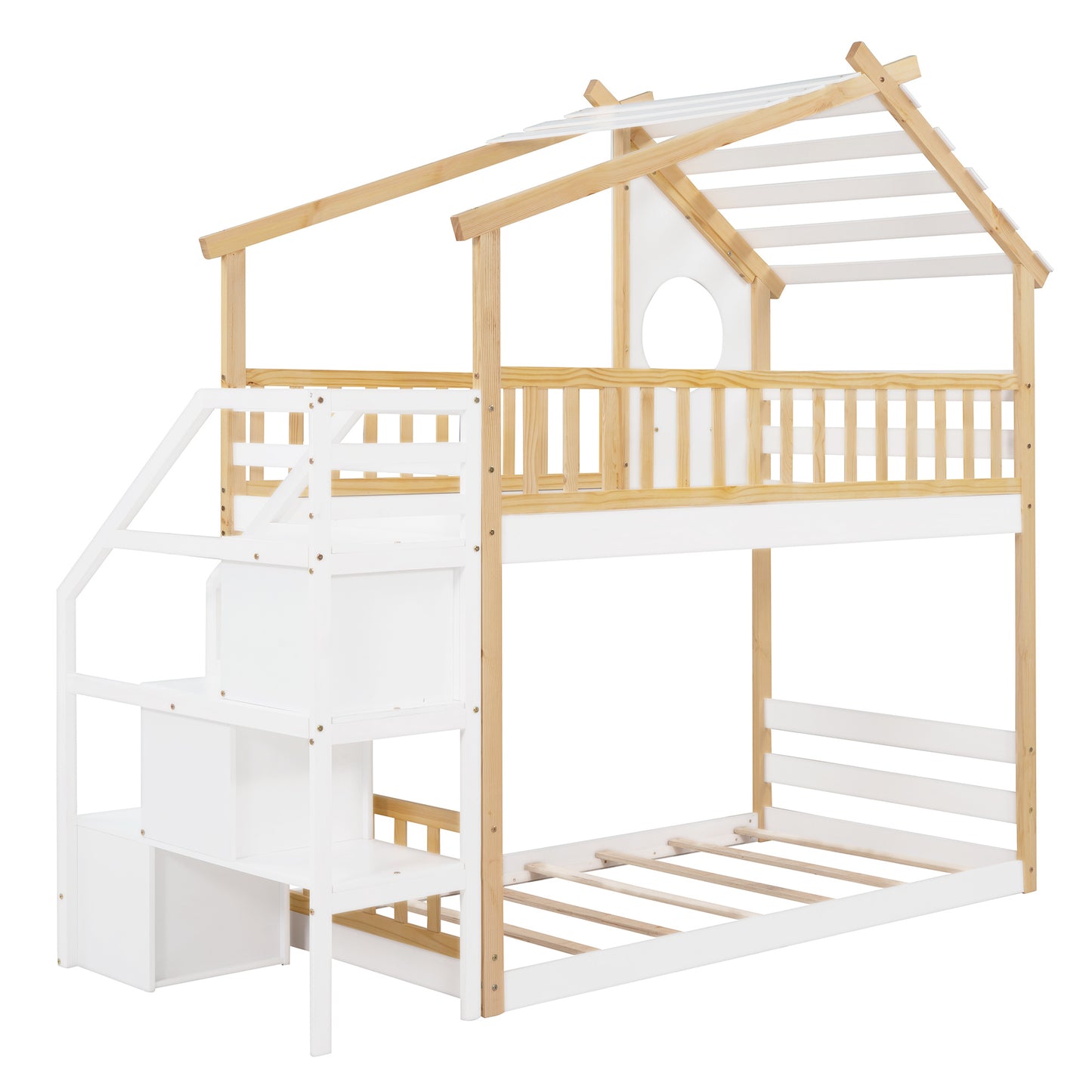 1 Twin Bunk Bed; House Bed; Storage and Guard Rail