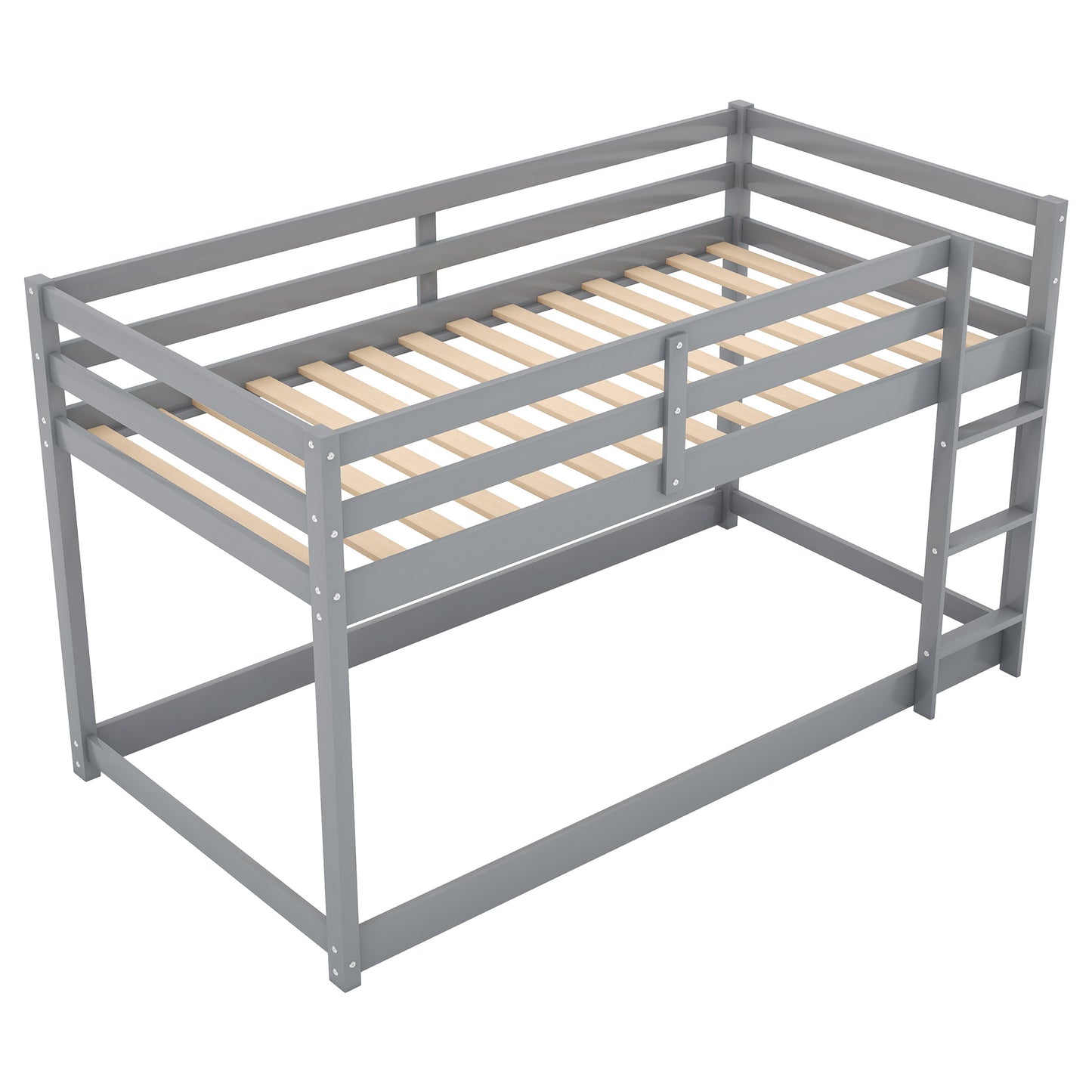 1 Twin over Twin Floor Bunk Bed with Ladder