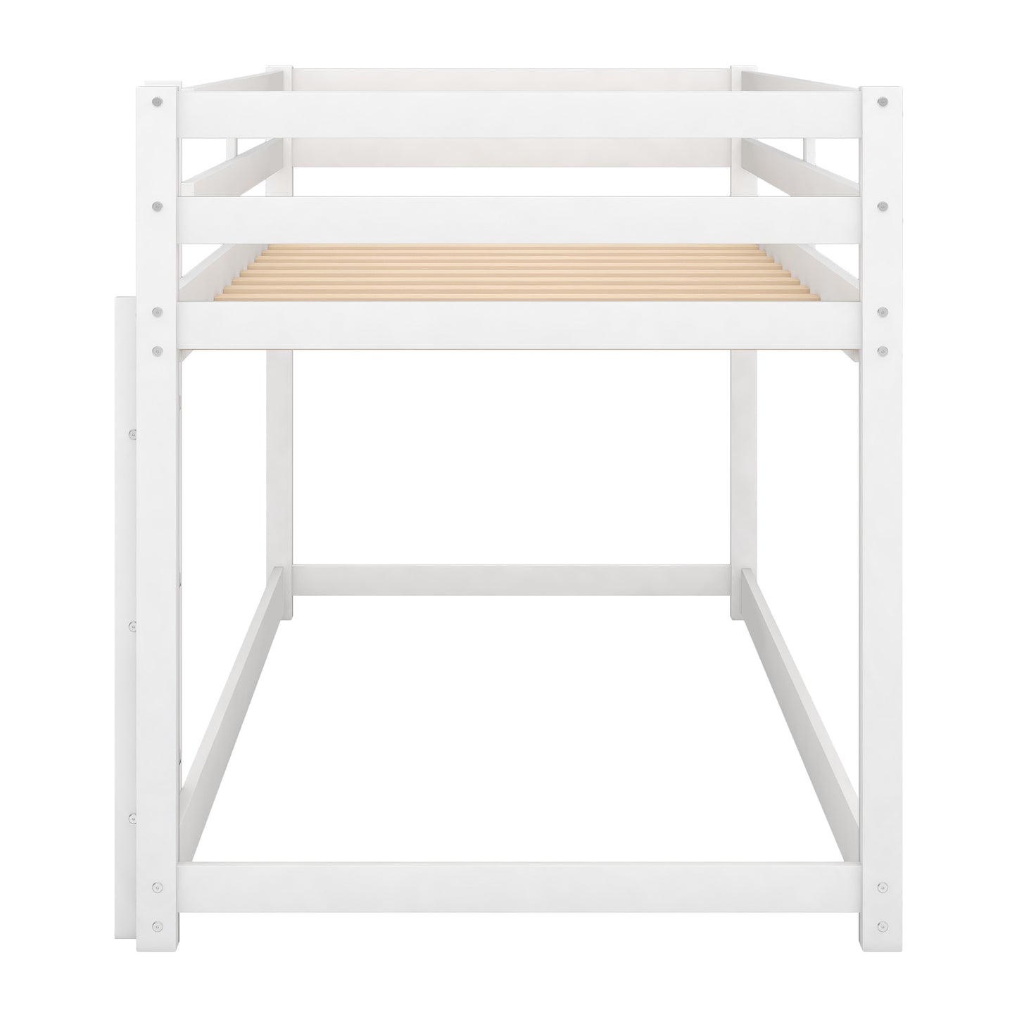 1 Twin over Twin Floor Bunk Bed with Ladder