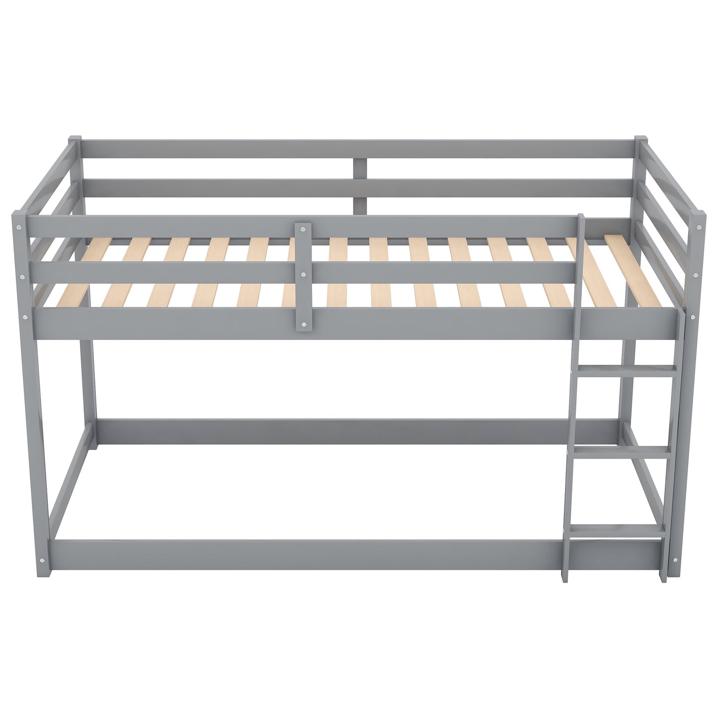 1 Twin over Twin Floor Bunk Bed with Ladder