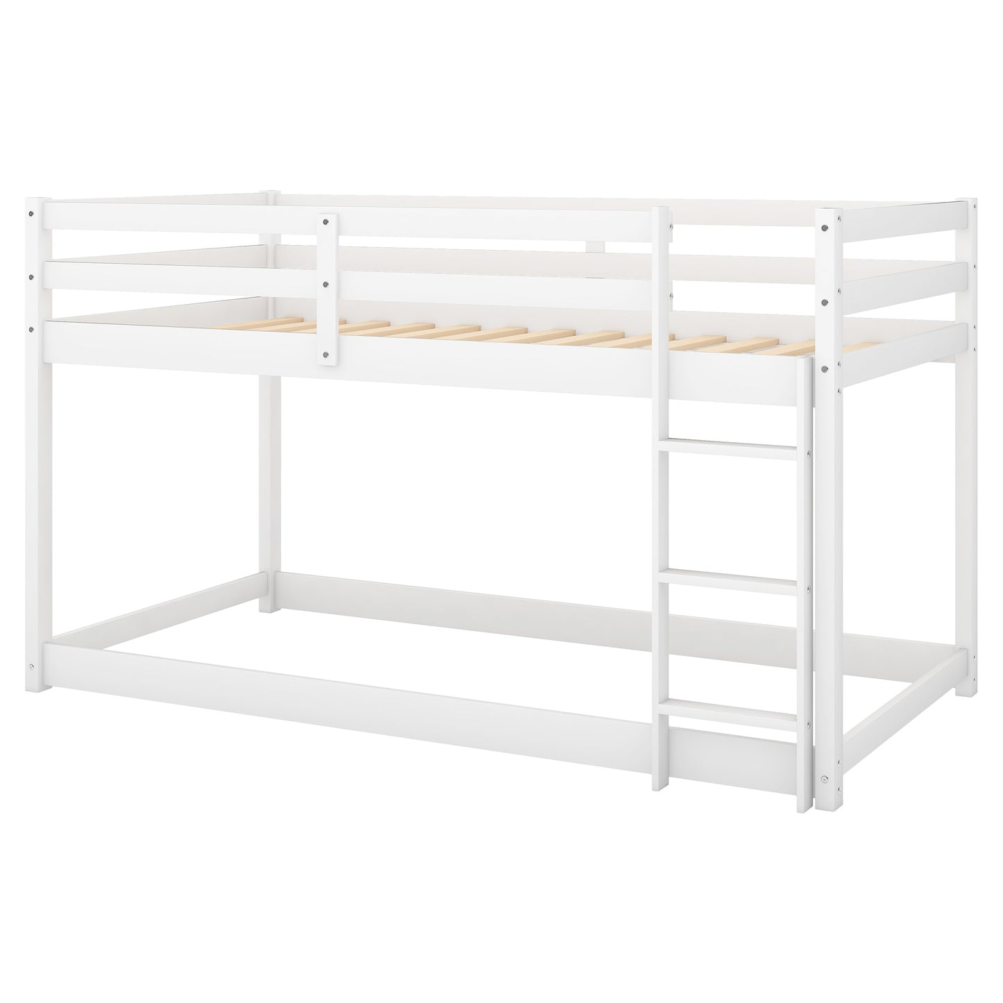 1 Twin over Twin Floor Bunk Bed with Ladder