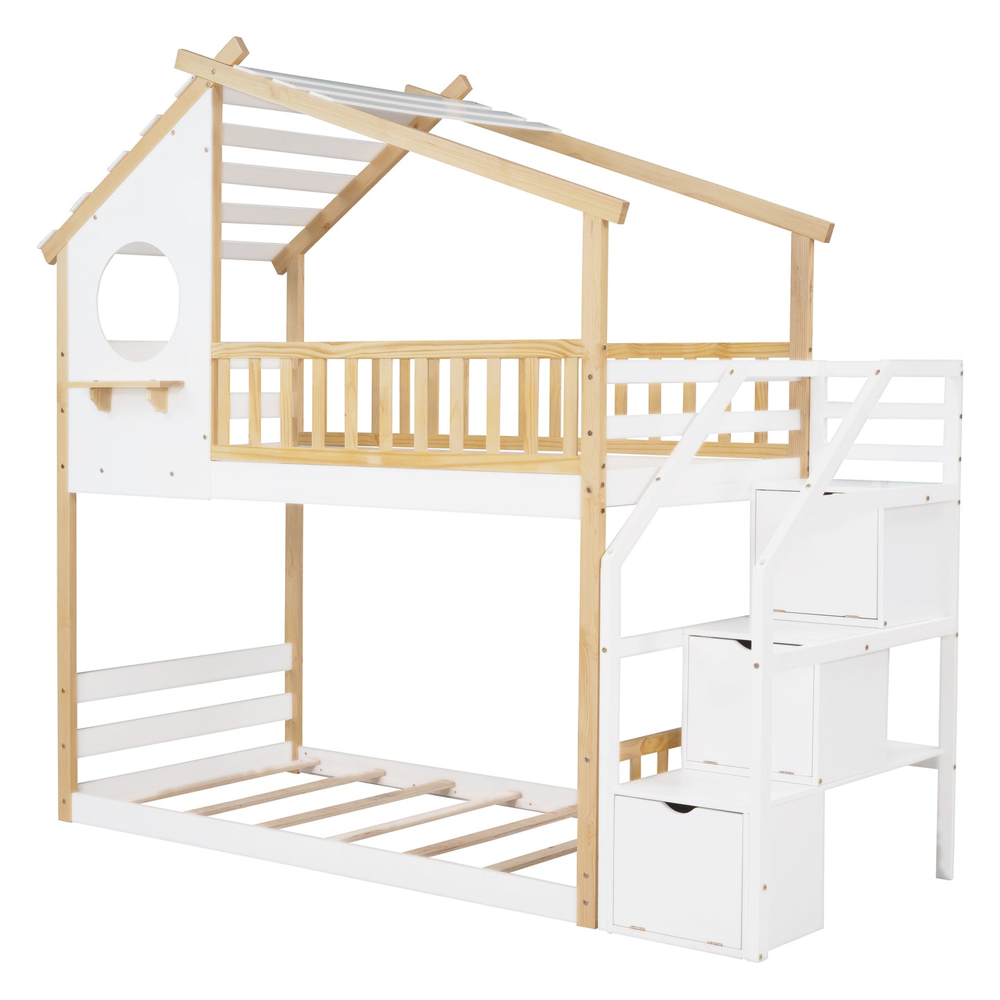 1 Twin Bunk Bed; House Bed; Storage and Guard Rail