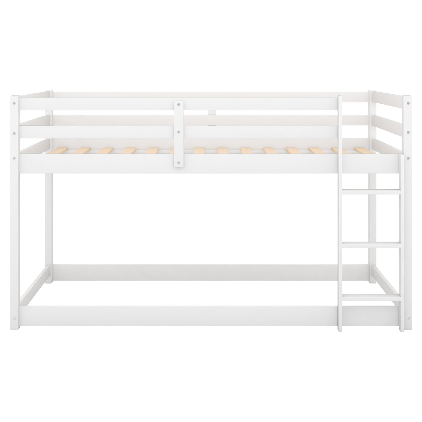 1 Twin over Twin Floor Bunk Bed with Ladder