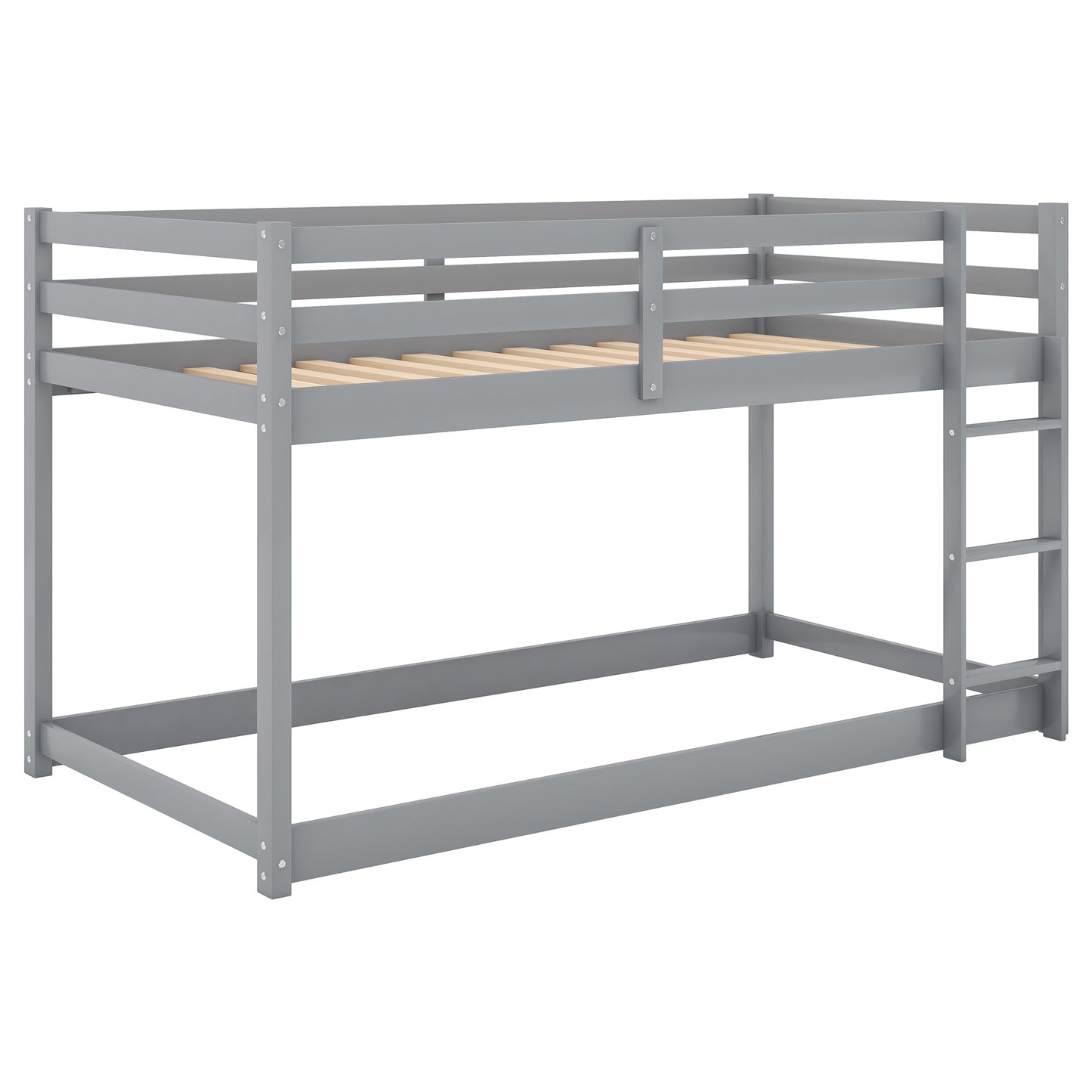 1 Twin over Twin Floor Bunk Bed with Ladder