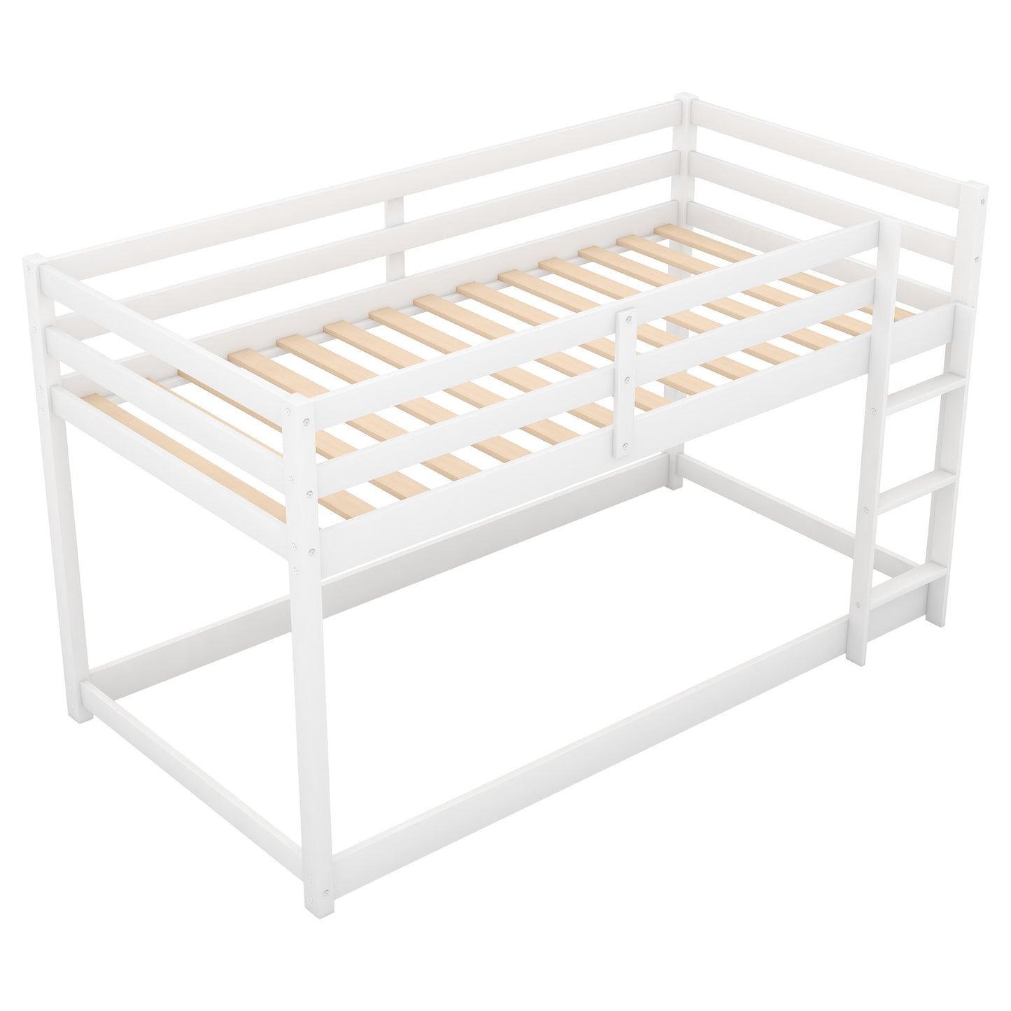 1 Twin over Twin Floor Bunk Bed with Ladder
