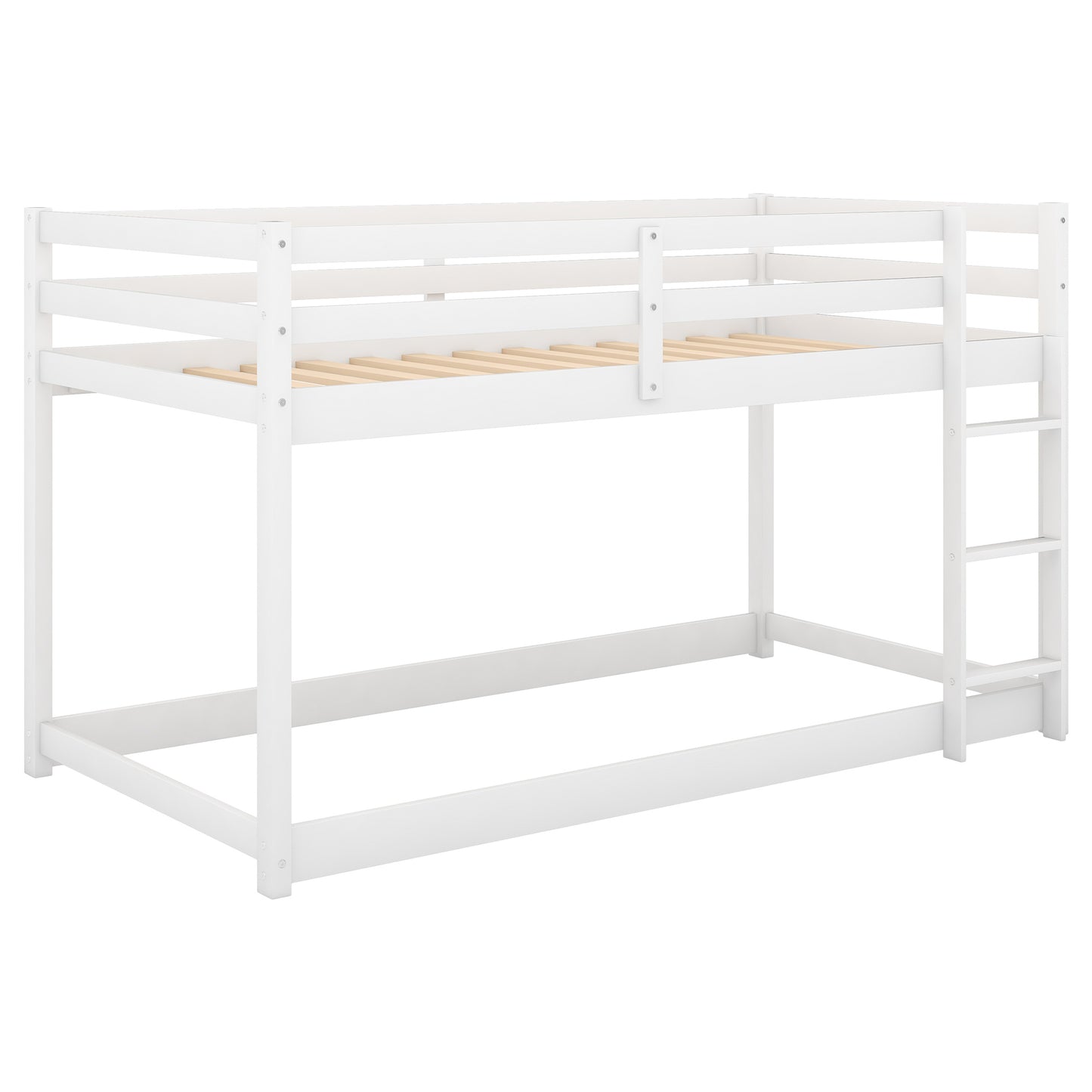 1 Twin over Twin Floor Bunk Bed with Ladder