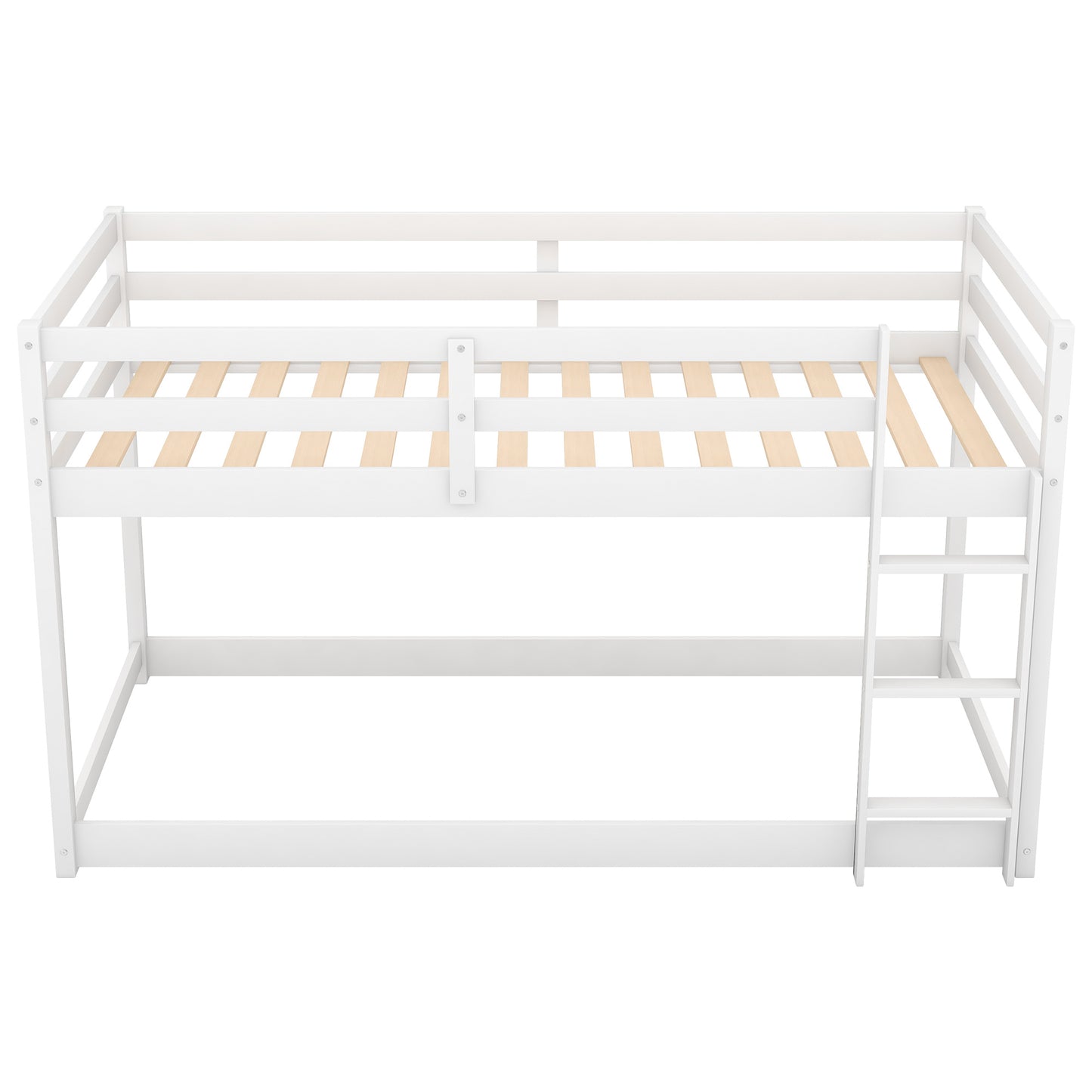 1 Twin over Twin Floor Bunk Bed with Ladder