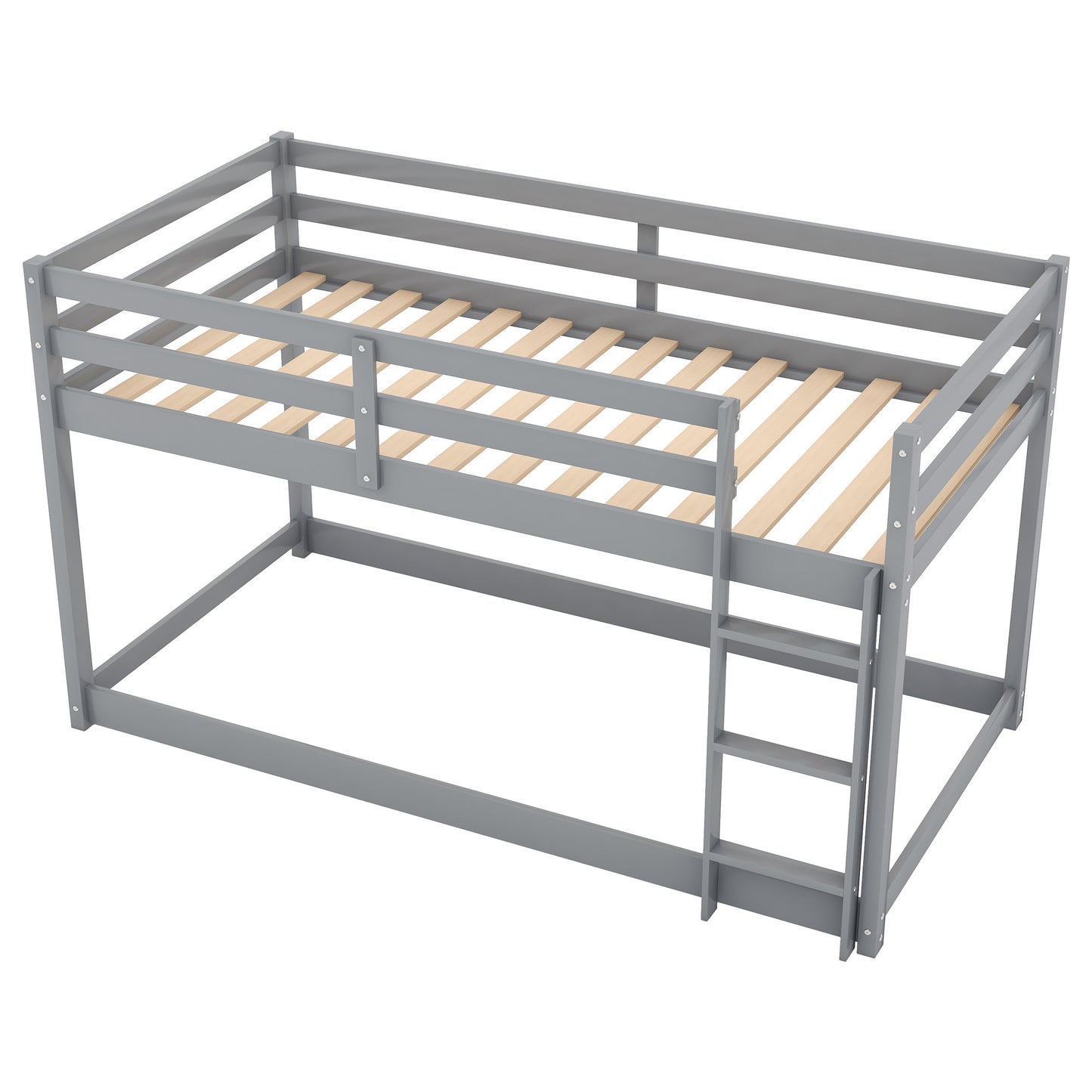 1 Twin over Twin Floor Bunk Bed with Ladder