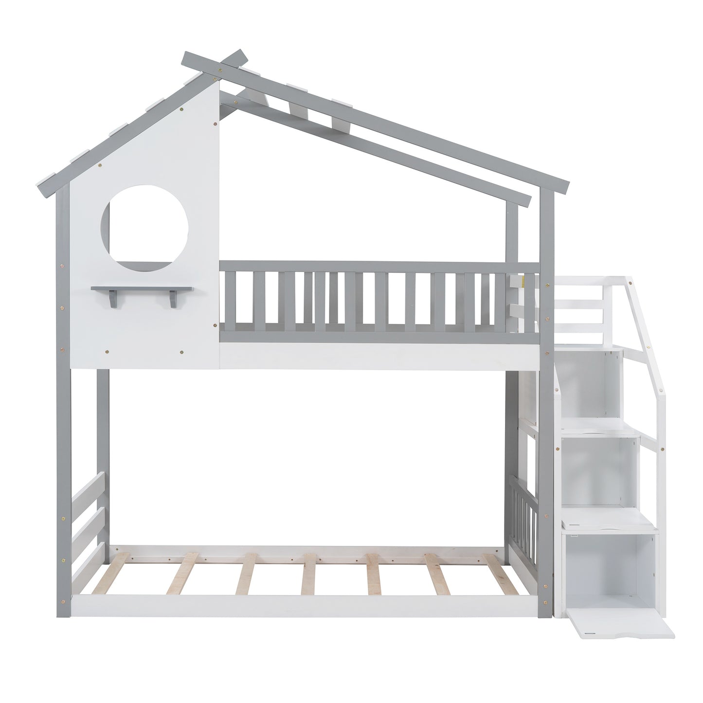 1 Twin Bunk Bed; House Bed; Storage and Guard Rail
