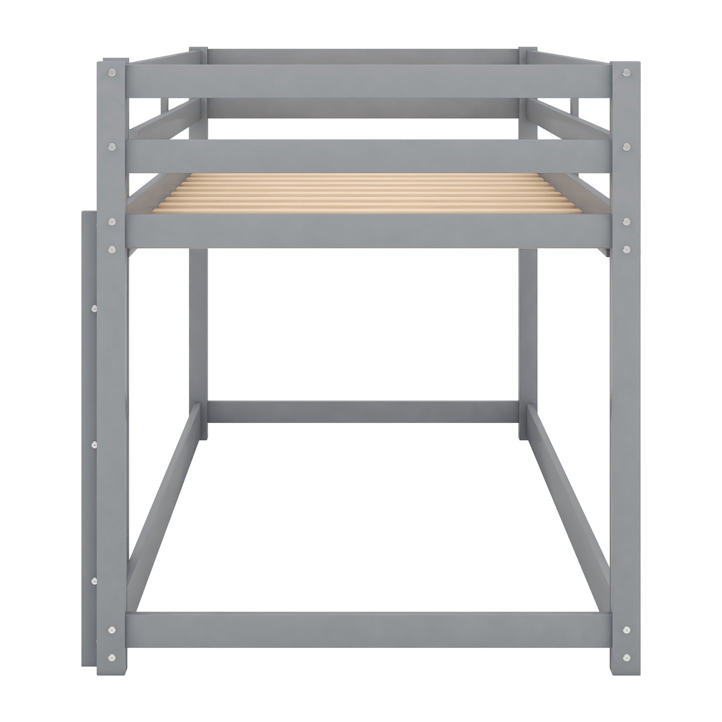 1 Twin over Twin Floor Bunk Bed with Ladder