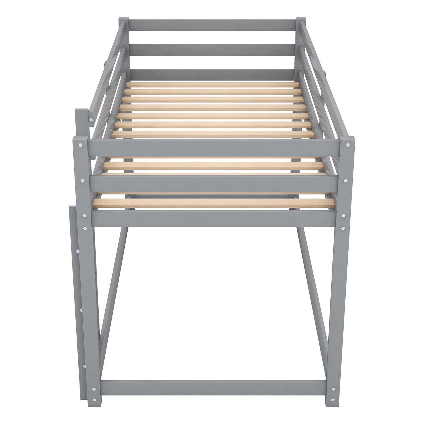 1 Twin over Twin Floor Bunk Bed with Ladder